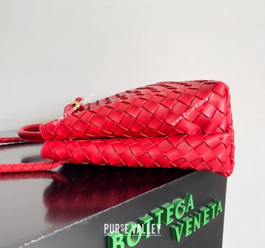 Bottega Veneta Medium Andiamo Top Handle Bag in Intrecciato Leather 743572 Bright Red 2024 (YX-241029051)