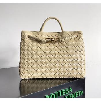 Bottega Veneta Medium Andiamo Top Handle Bag in Intrecciato Leather 743572 Beige 2024 (YX-241029052)