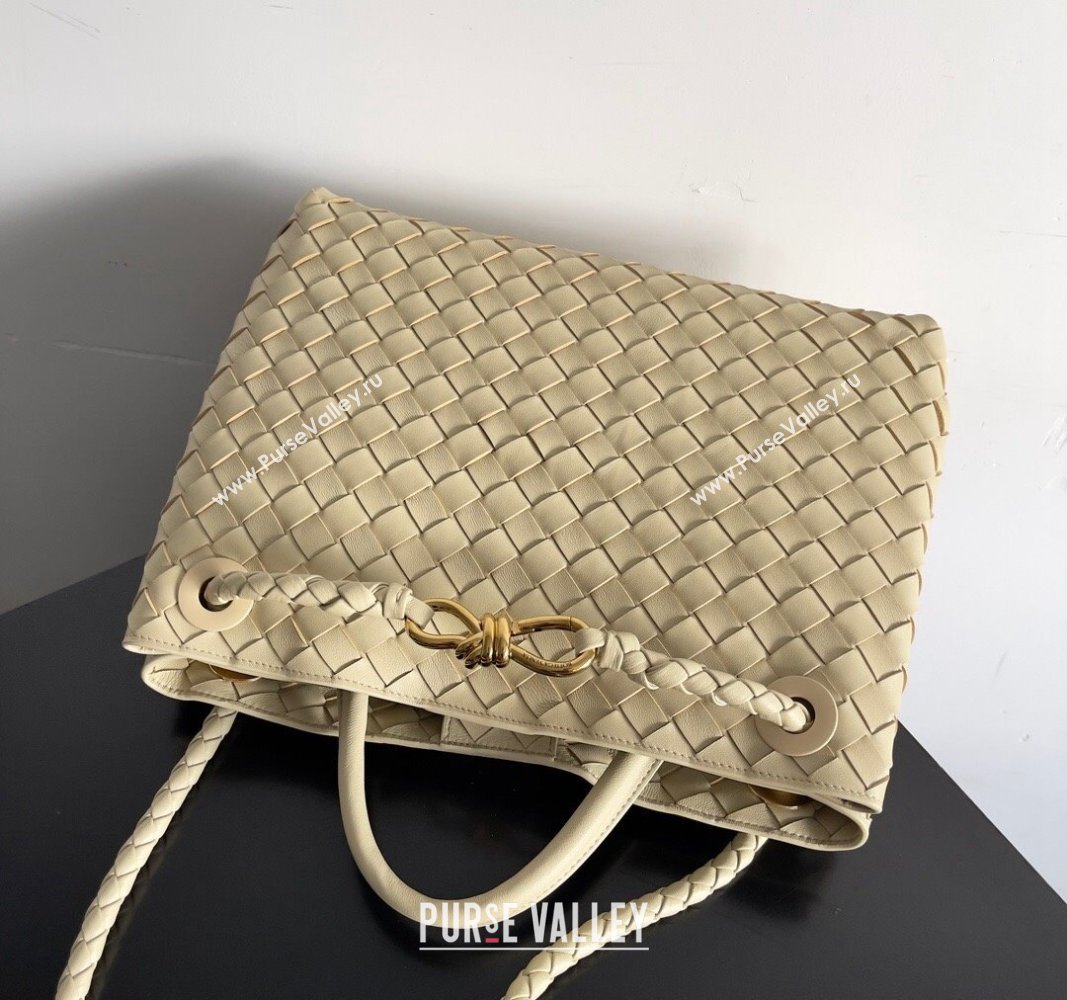 Bottega Veneta Medium Andiamo Top Handle Bag in Intrecciato Leather 743572 Beige 2024 (YX-241029052)