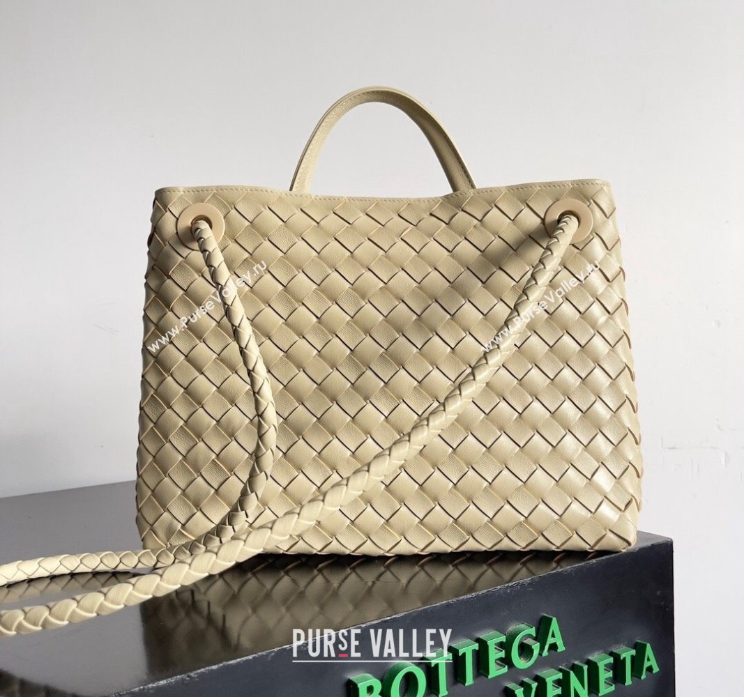 Bottega Veneta Medium Andiamo Top Handle Bag in Intrecciato Leather 743572 Beige 2024 (YX-241029052)