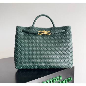 Bottega Veneta Medium Andiamo Top Handle Bag in Intrecciato Leather 743572 Green 3 2024 (YX-241029055)