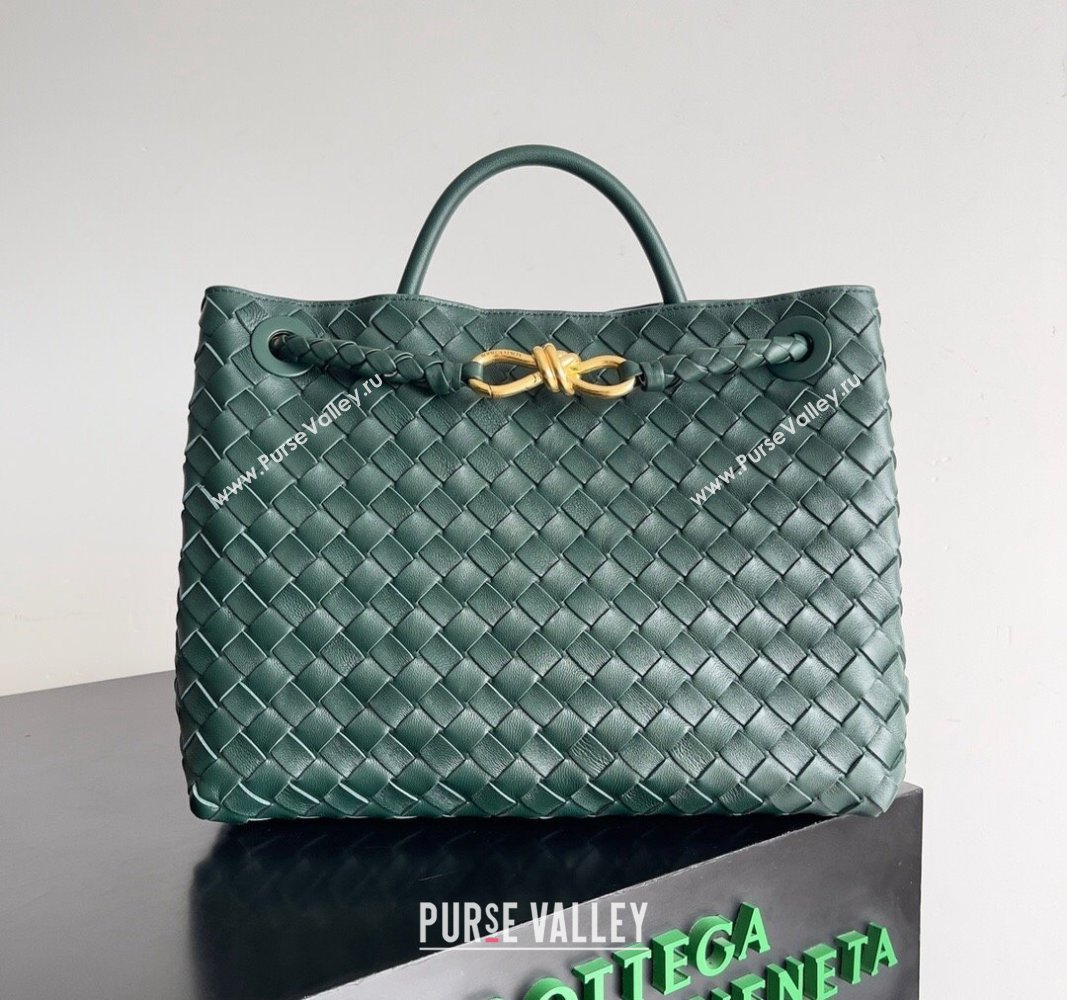 Bottega Veneta Medium Andiamo Top Handle Bag in Intrecciato Leather 743572 Green 3 2024 (YX-241029055)