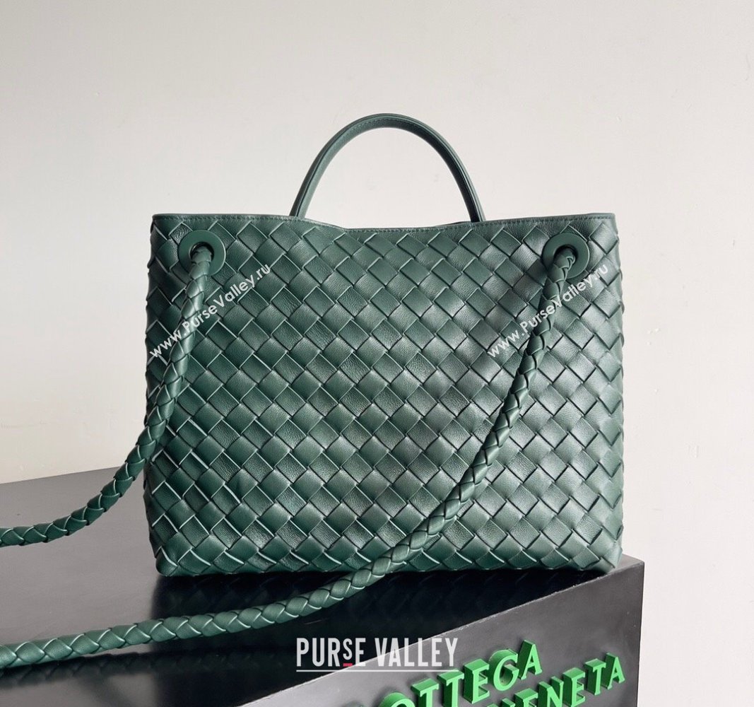 Bottega Veneta Medium Andiamo Top Handle Bag in Intrecciato Leather 743572 Green 3 2024 (YX-241029055)