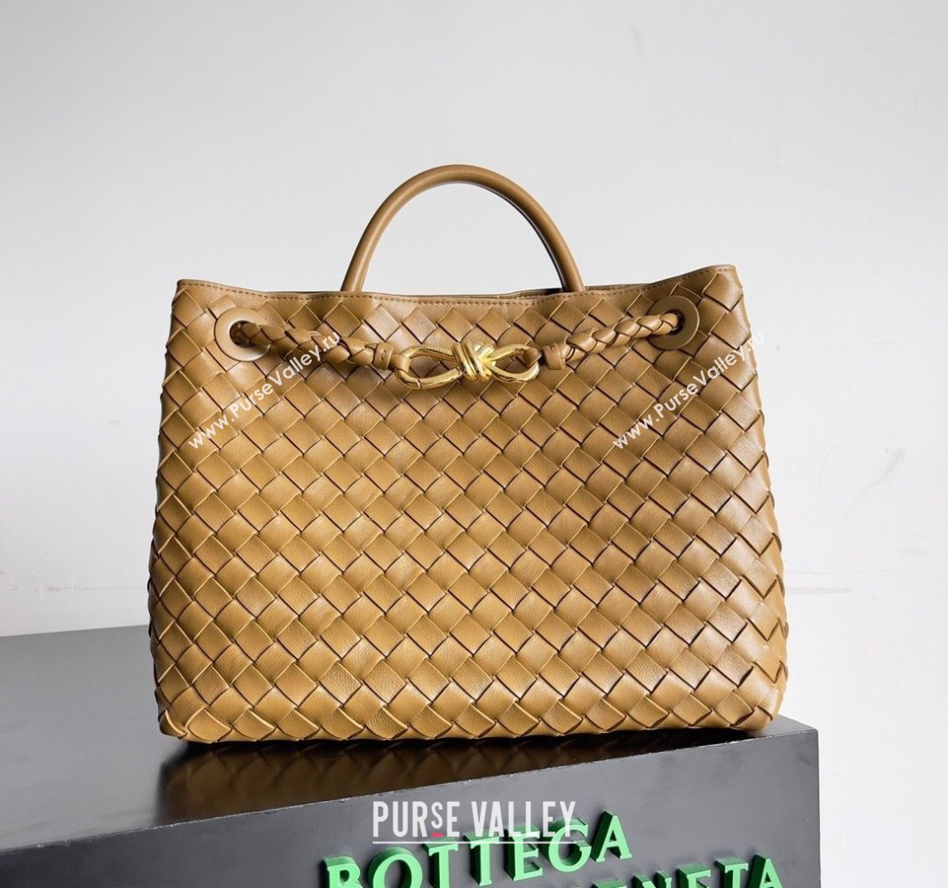 Bottega Veneta Medium Andiamo Top Handle Bag in Intrecciato Leather 743572 Brown 1 2024 (YX-241029056)