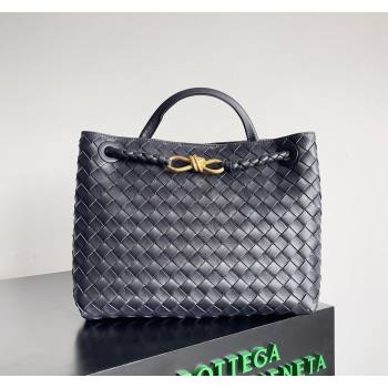 Bottega Veneta Medium Andiamo Top Handle Bag in Intrecciato Leather 743572 Dark Blue/Gold 2024 (YX-241029058)