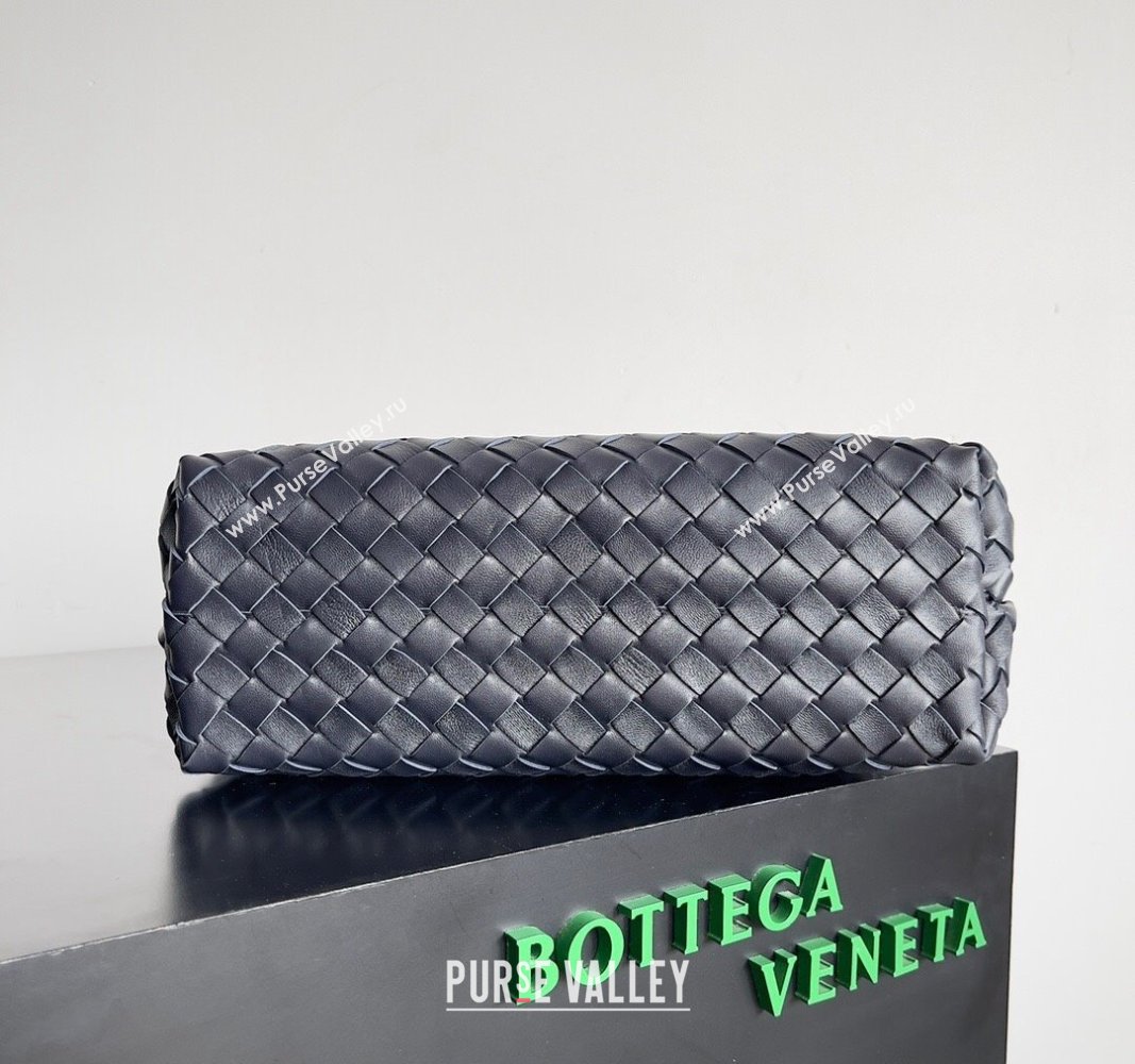 Bottega Veneta Medium Andiamo Top Handle Bag in Intrecciato Leather 743572 Dark Blue/Gold 2024 (YX-241029058)