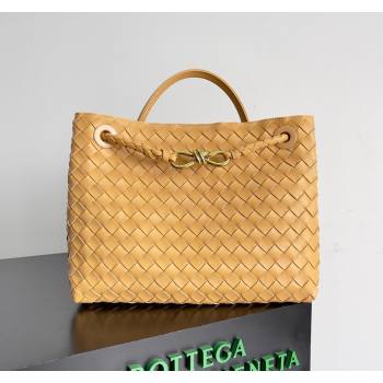 Bottega Veneta Medium Andiamo Top Handle Bag in Intrecciato Leather 743572 Apricot Yellow 2024 (YX-241029059)