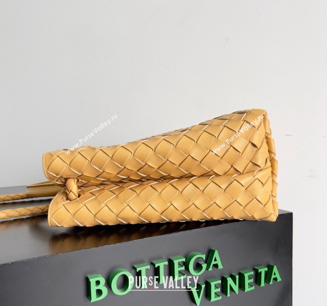 Bottega Veneta Medium Andiamo Top Handle Bag in Intrecciato Leather 743572 Apricot Yellow 2024 (YX-241029059)