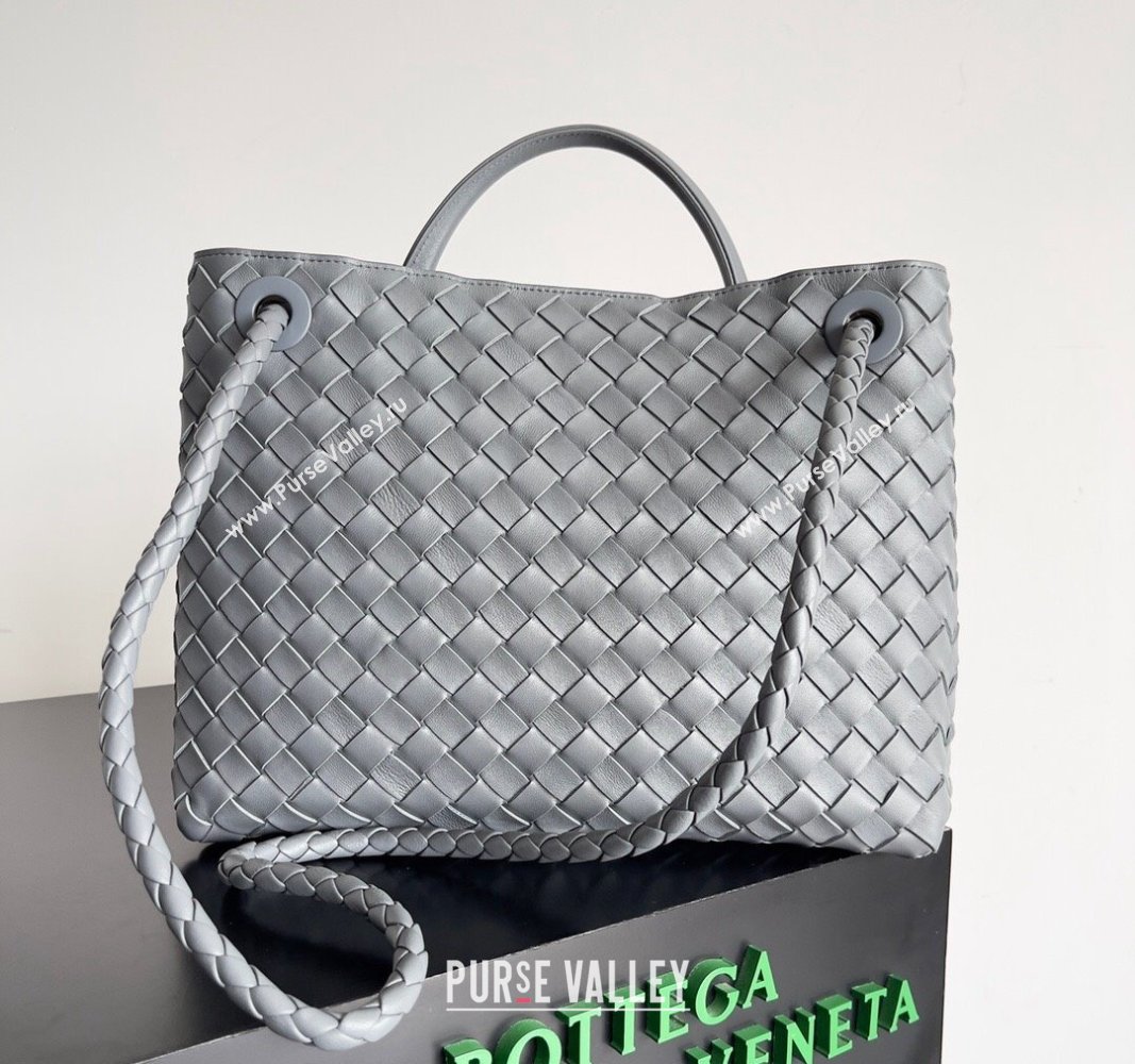 Bottega Veneta Medium Andiamo Top Handle Bag in Intrecciato Leather 743572 Grey 2024 (YX-241029060)