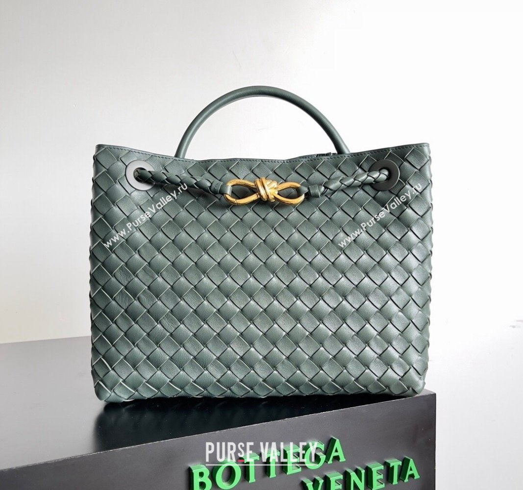 Bottega Veneta Medium Andiamo Top Handle Bag in Intrecciato Leather 743572 Dark Green 2024 (YX-241029061)