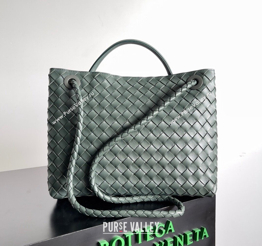 Bottega Veneta Medium Andiamo Top Handle Bag in Intrecciato Leather 743572 Dark Green 2024 (YX-241029061)