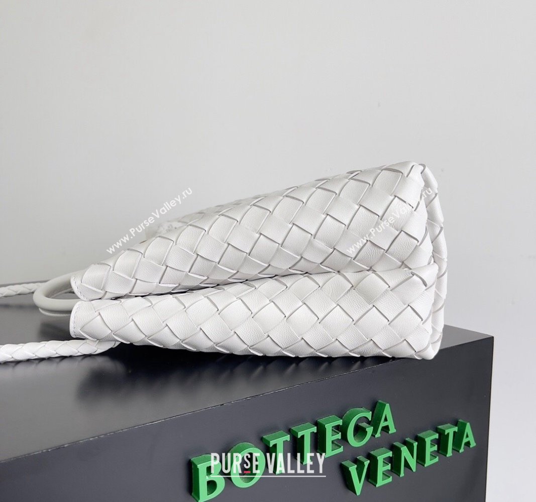 Bottega Veneta Medium Andiamo Top Handle Bag in Intrecciato Leather 743572 Snow White 2024 (YX-241029062)