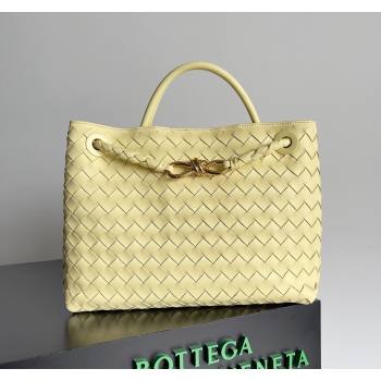 Bottega Veneta Medium Andiamo Top Handle Bag in Intrecciato Leather 743572 Light Yellow 2024 (YX-241029063)