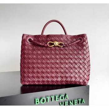 Bottega Veneta Medium Andiamo Top Handle Bag in Intrecciato Leather 743572 Bugundy 2024 (YX-241029064)