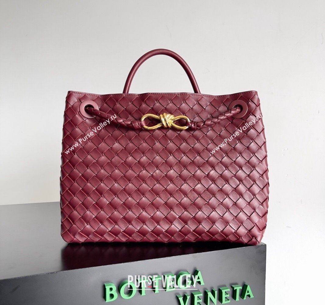 Bottega Veneta Medium Andiamo Top Handle Bag in Intrecciato Leather 743572 Bugundy 2024 (YX-241029064)