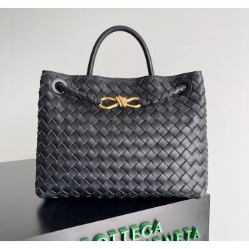 Bottega Veneta Medium Andiamo Top Handle Bag in Intrecciato Leather 743572 Black/Gold 2024 (YX-241029065)