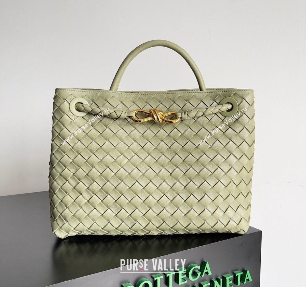 Bottega Veneta Medium Andiamo Top Handle Bag in Intrecciato Leather 743572 Travertine Green 2024 (YX-241029066)