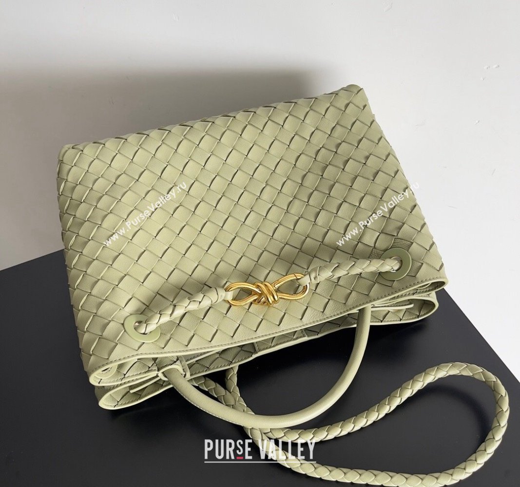 Bottega Veneta Medium Andiamo Top Handle Bag in Intrecciato Leather 743572 Travertine Green 2024 (YX-241029066)