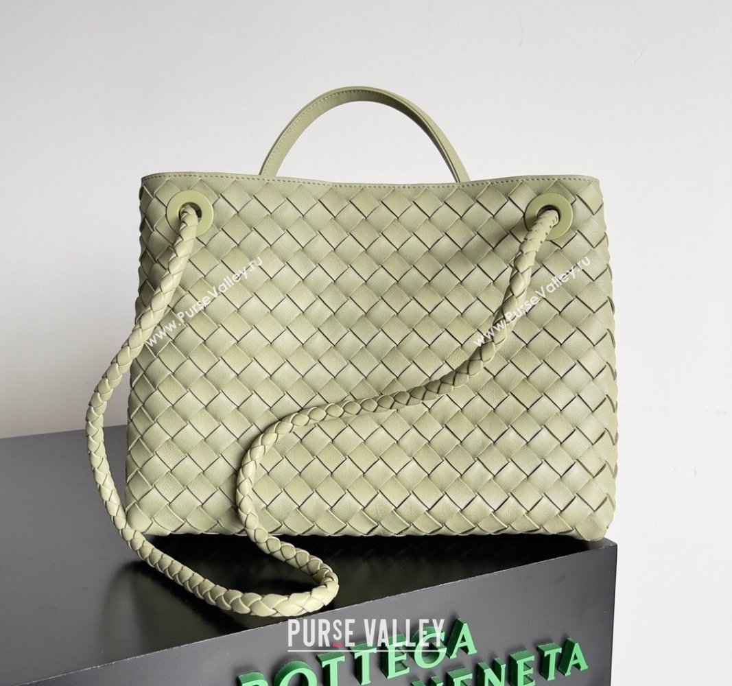 Bottega Veneta Medium Andiamo Top Handle Bag in Intrecciato Leather 743572 Travertine Green 2024 (YX-241029066)