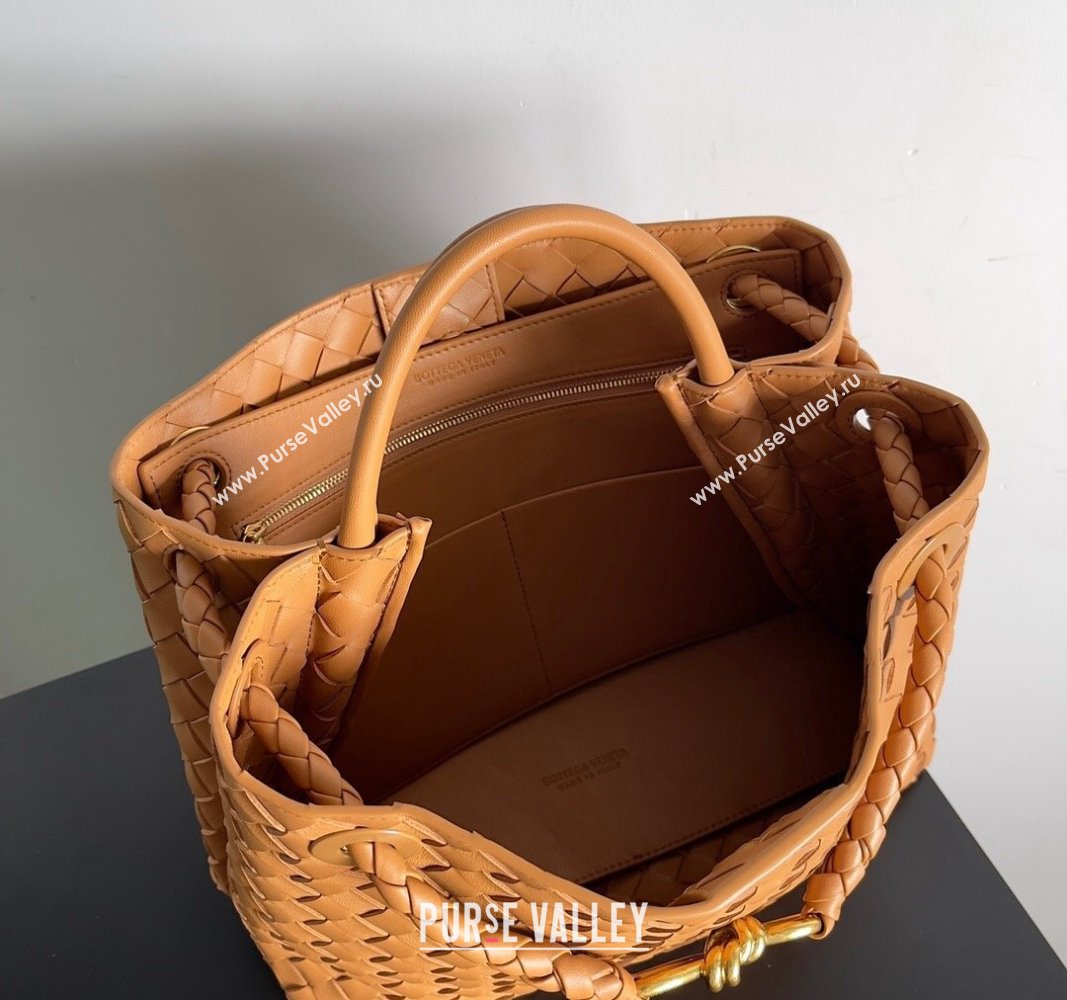 Bottega Veneta Medium Andiamo Top Handle Bag in Intrecciato Leather 743572 Light Brown 2024 (YX-241029067)