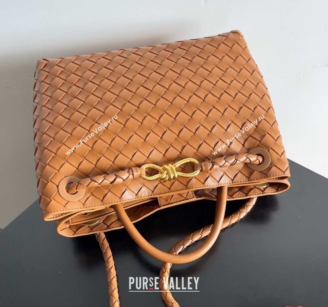 Bottega Veneta Medium Andiamo Top Handle Bag in Intrecciato Leather 743572 Brown 2 2024 (YX-241029068)