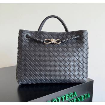 Bottega Veneta Medium Andiamo Top Handle Bag in Intrecciato Leather 743572 Dark Blue/Silver 2024 (YX-241029069)