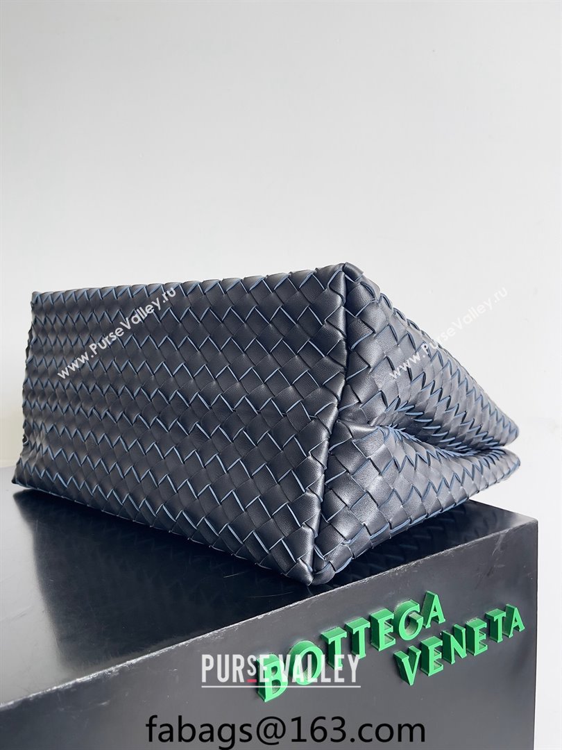 Bottega Veneta Large Andiamo Top Handle Bag in Intrecciato Leather 743575 Dark Blue/Silver 2024 (YX-241029070)