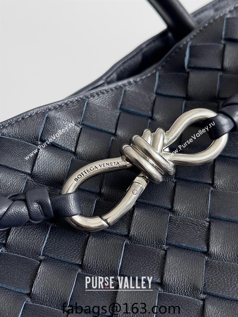 Bottega Veneta Large Andiamo Top Handle Bag in Intrecciato Leather 743575 Dark Blue/Silver 2024 (YX-241029070)