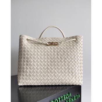 Bottega Veneta Large Andiamo Top Handle Bag in Intrecciato Leather 743575 Cream White 2024 (YX-241029071)