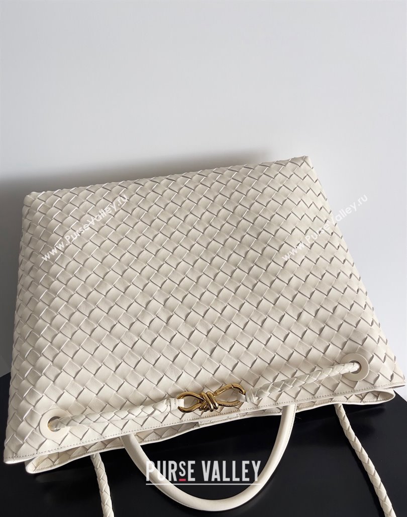 Bottega Veneta Large Andiamo Top Handle Bag in Intrecciato Leather 743575 Cream White 2024 (YX-241029071)