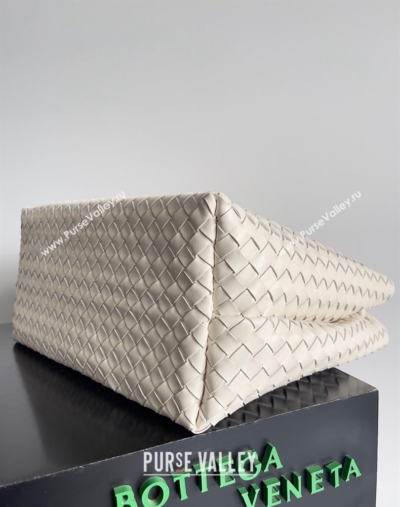 Bottega Veneta Large Andiamo Top Handle Bag in Intrecciato Leather 743575 Cream White 2024 (YX-241029071)