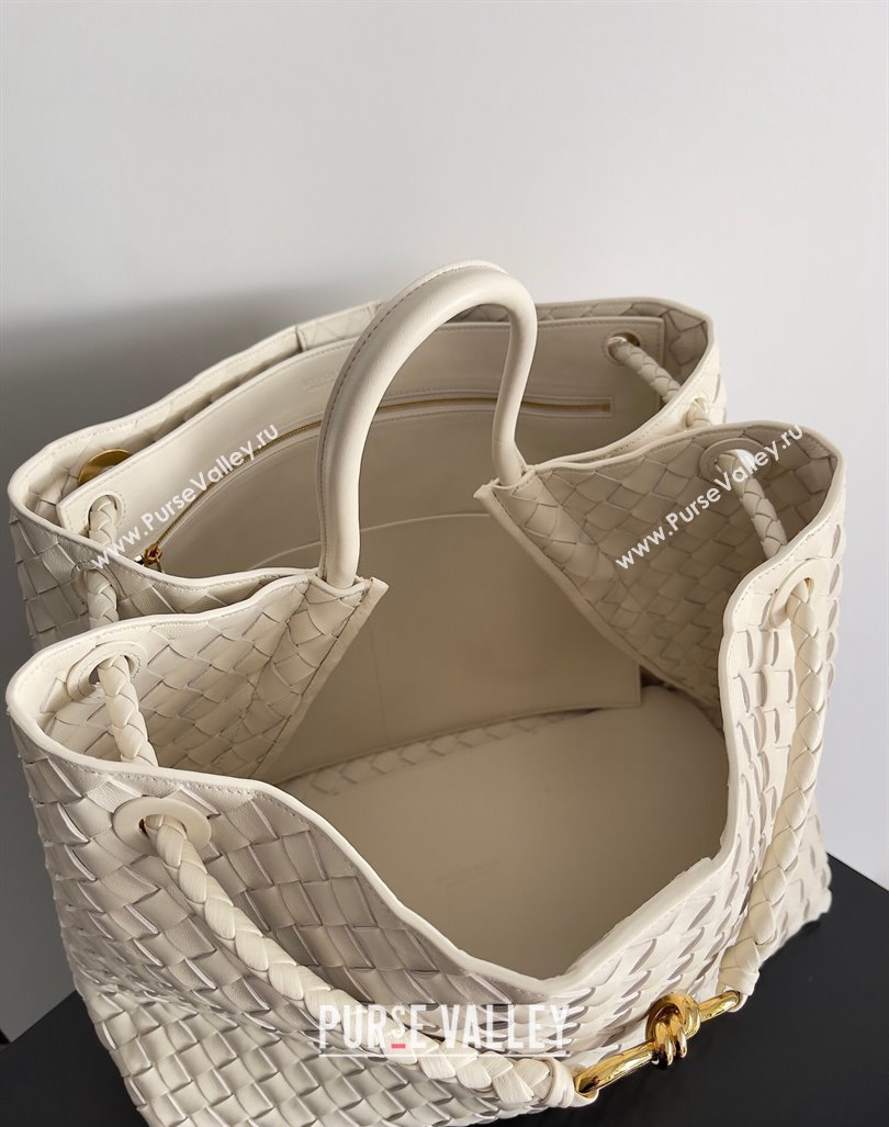 Bottega Veneta Large Andiamo Top Handle Bag in Intrecciato Leather 743575 Cream White 2024 (YX-241029071)