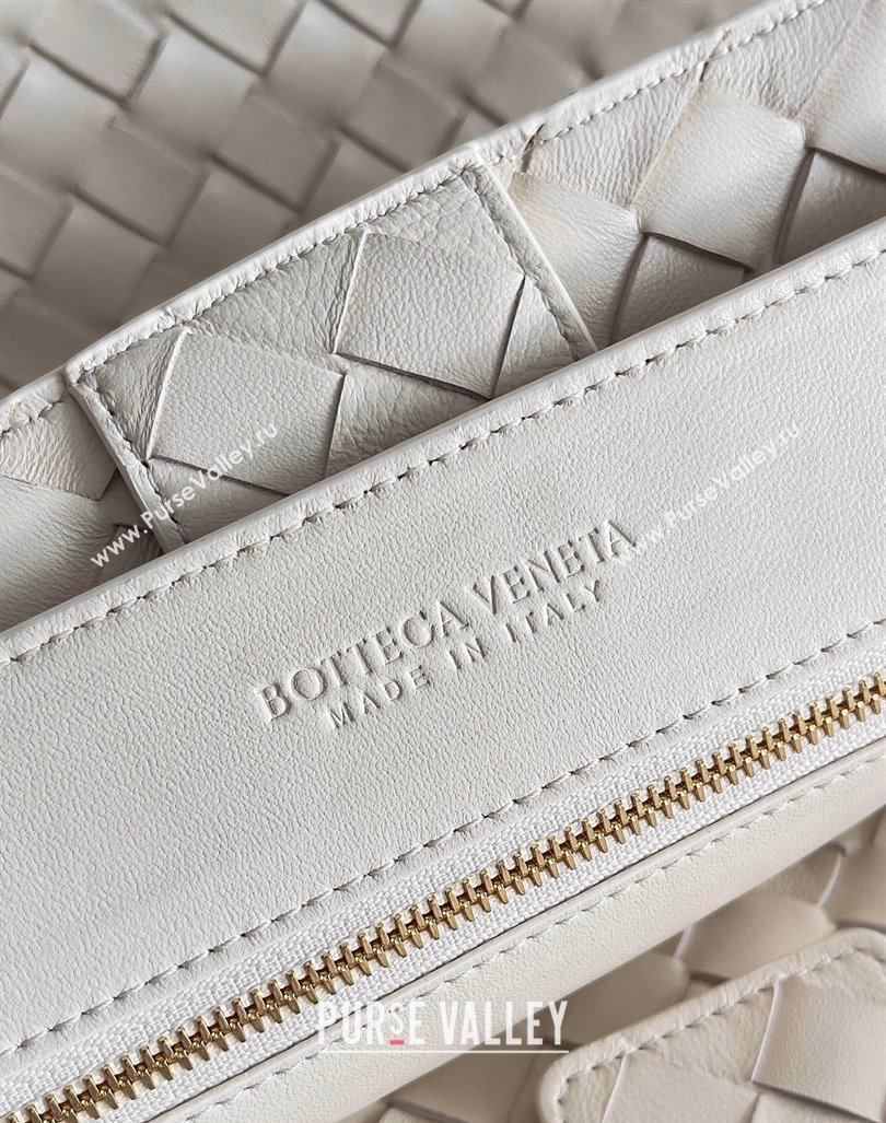 Bottega Veneta Large Andiamo Top Handle Bag in Intrecciato Leather 743575 Cream White 2024 (YX-241029071)