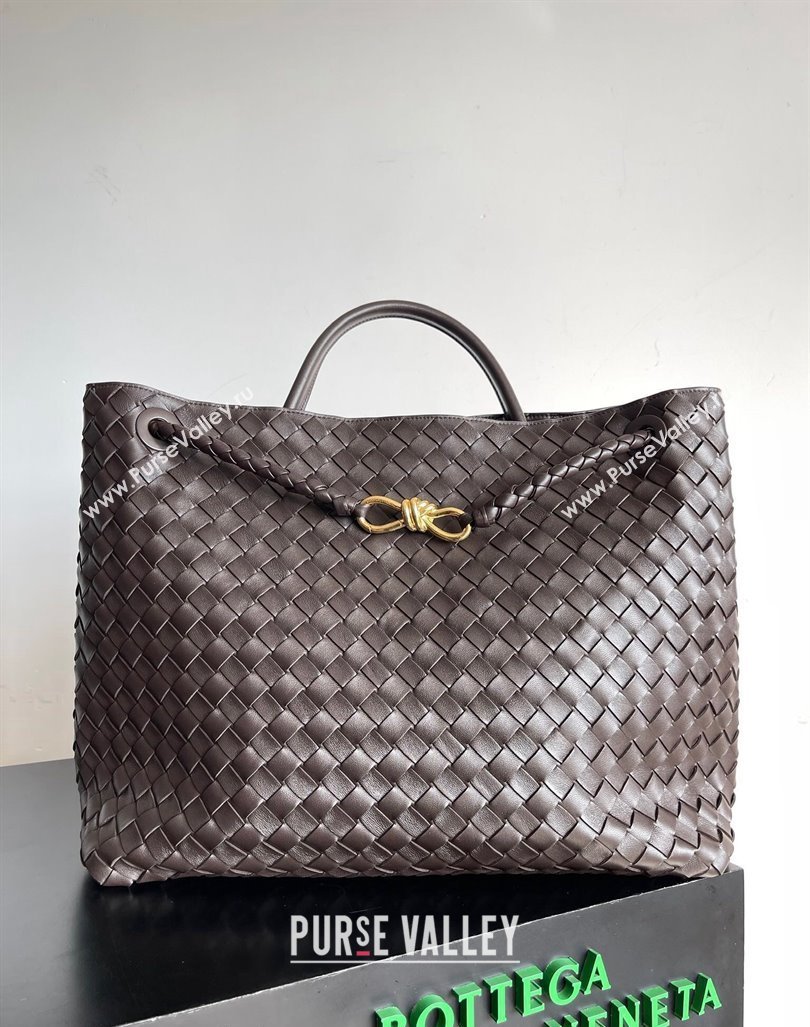 Bottega Veneta Large Andiamo Top Handle Bag in Intrecciato Leather 743575 Fondant Brown 2024 (YX-241029072)