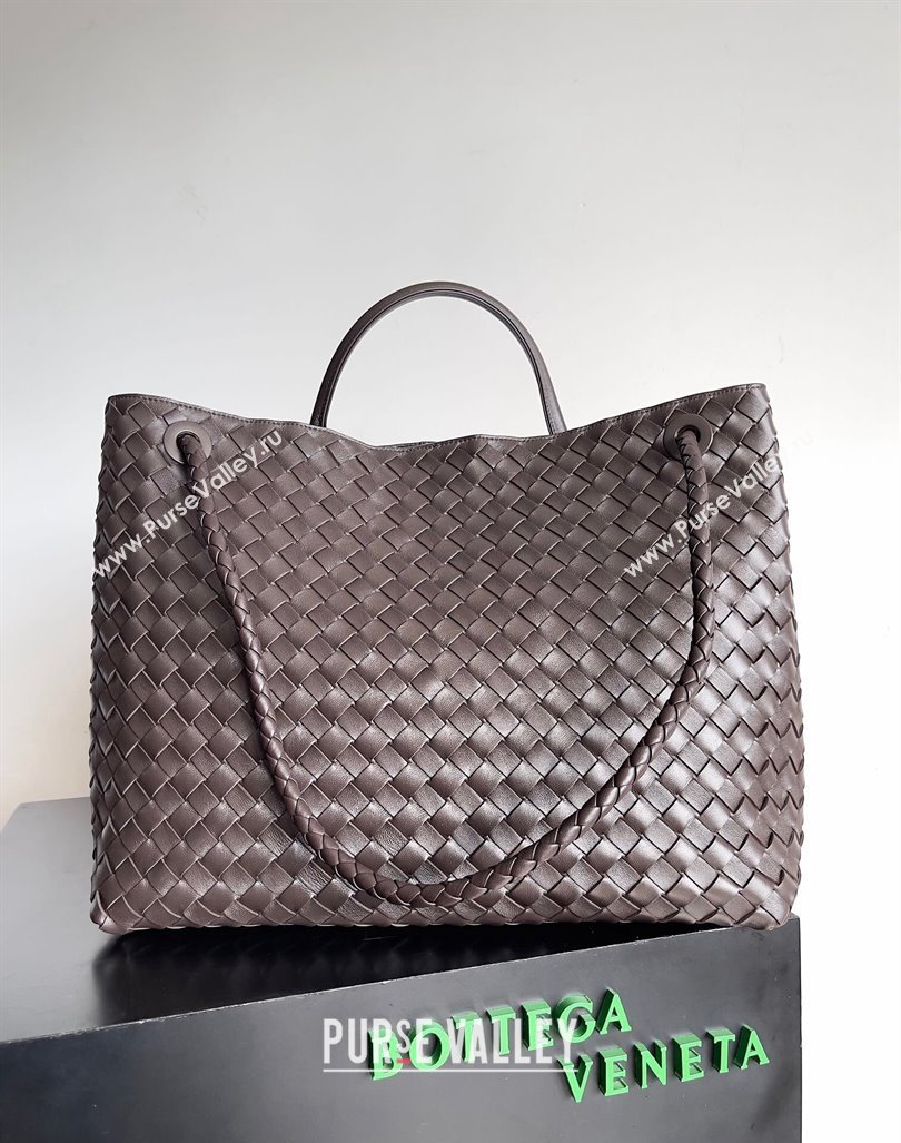 Bottega Veneta Large Andiamo Top Handle Bag in Intrecciato Leather 743575 Fondant Brown 2024 (YX-241029072)