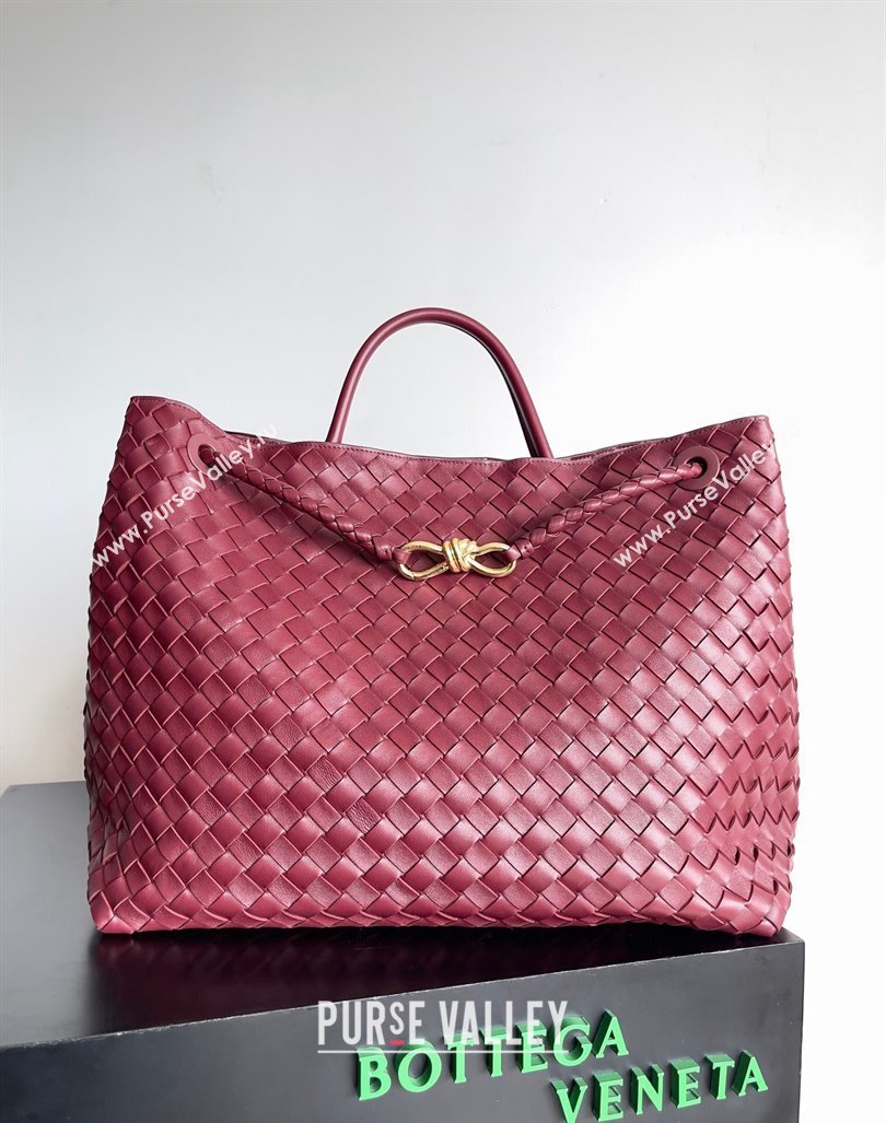 Bottega Veneta Large Andiamo Top Handle Bag in Intrecciato Leather 743575 Burgundy 2024 (YX-241029073)