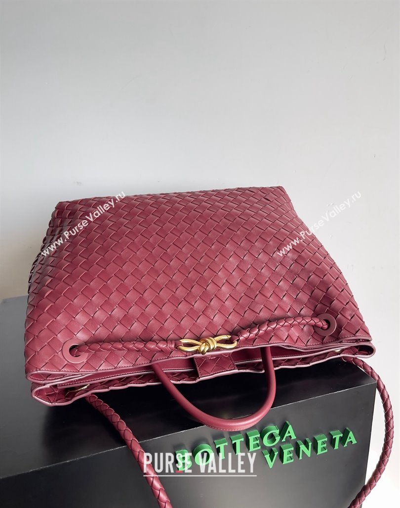 Bottega Veneta Large Andiamo Top Handle Bag in Intrecciato Leather 743575 Burgundy 2024 (YX-241029073)