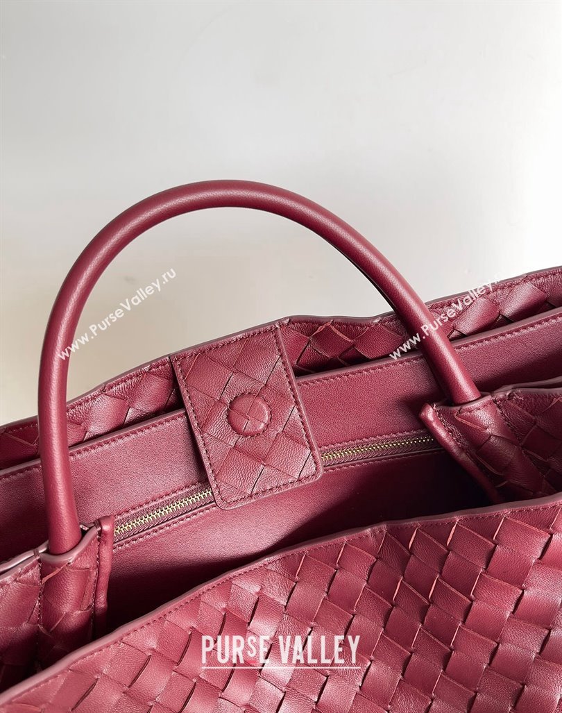 Bottega Veneta Large Andiamo Top Handle Bag in Intrecciato Leather 743575 Burgundy 2024 (YX-241029073)