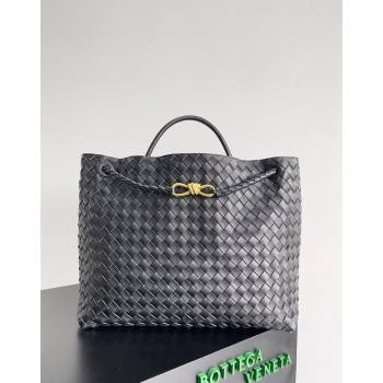 Bottega Veneta Large Andiamo Top Handle Bag in Intrecciato Leather 743575 Black/Gold 2024 (YX-241029074)