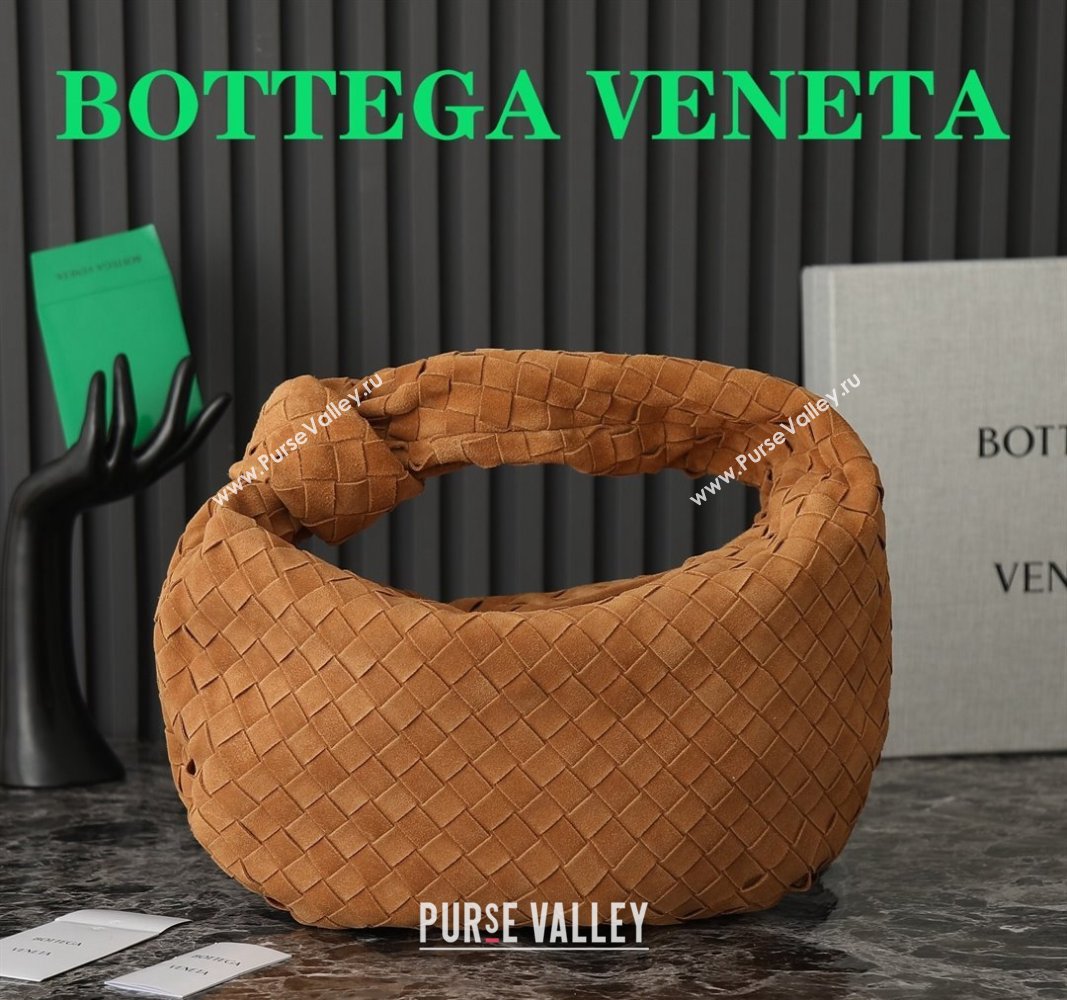 Bottega Veneta Teen Jodie Hobo Bag in Intrecciato Suede 690225 Brown 2024 (YX-241029075)