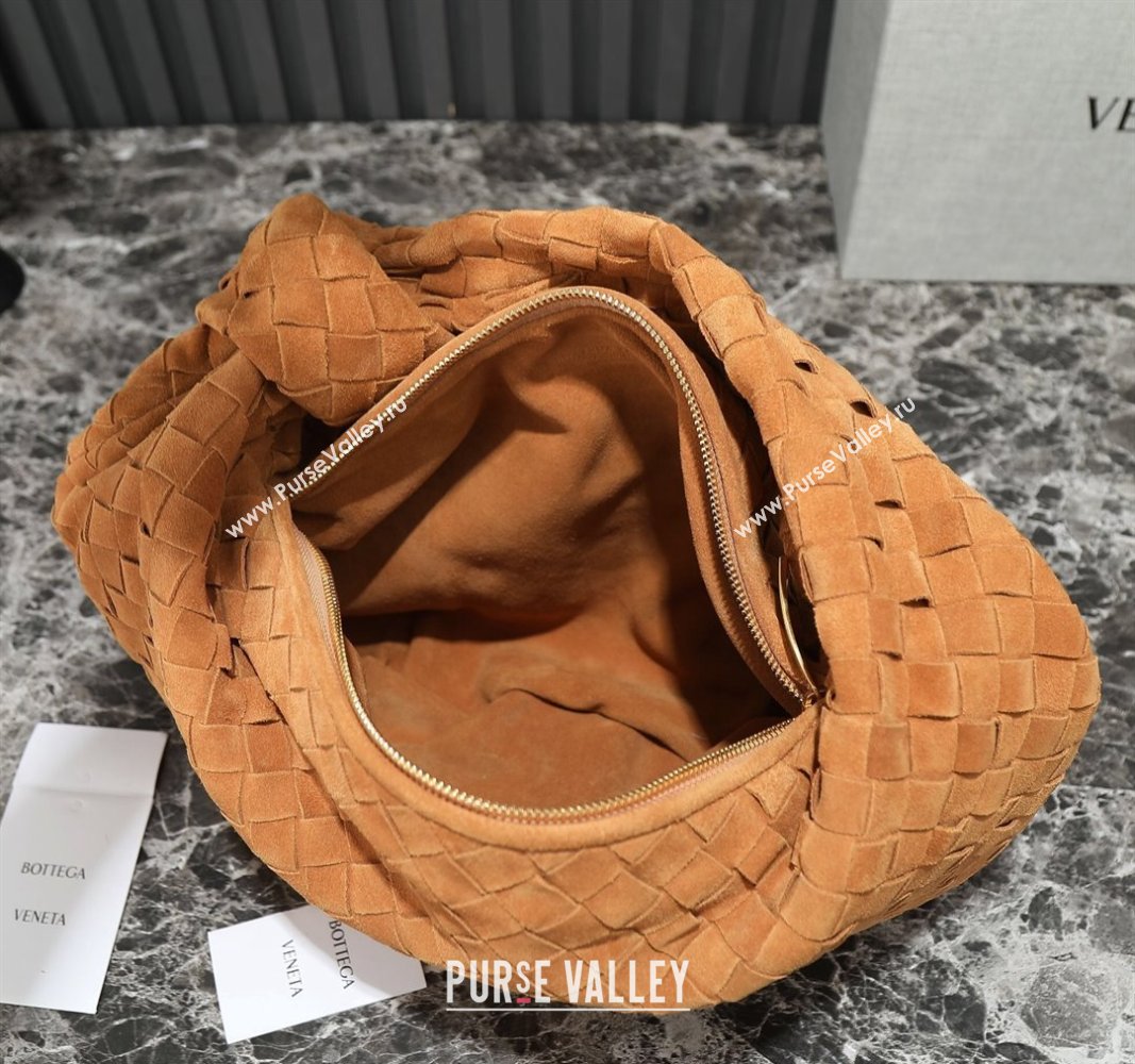 Bottega Veneta Teen Jodie Hobo Bag in Intrecciato Suede 690225 Brown 2024 (YX-241029075)