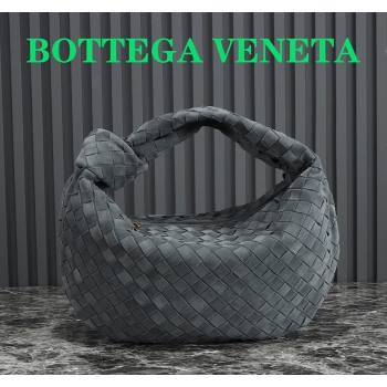 Bottega Veneta Teen Jodie Hobo Bag in Intrecciato Suede 690225 Dark Grey 2024 (YX-241029076)