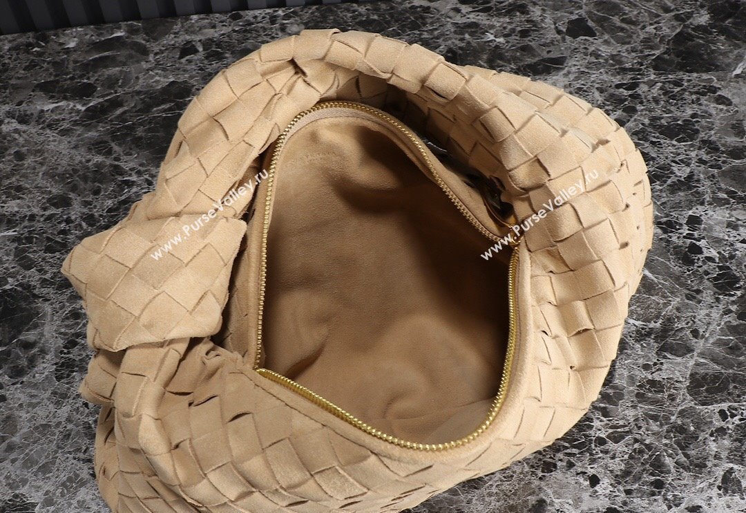 Bottega Veneta Teen Jodie Hobo Bag in Intrecciato Suede 690225 Beige 2024 (YX-241029077)