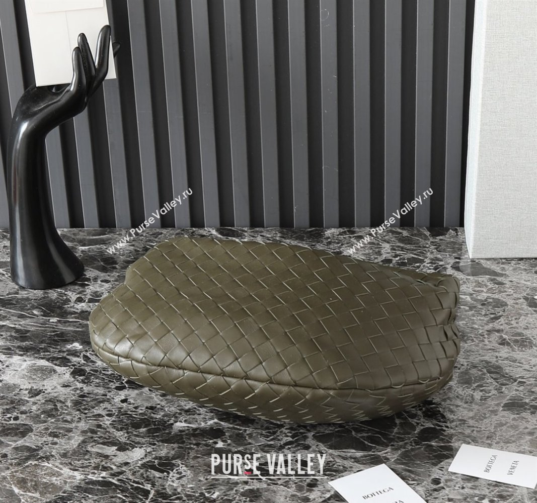 Bottega Veneta Teen Jodie Hobo Bag in Intrecciato Leather 690225 Khaki Green 2024 (YX-241029081)