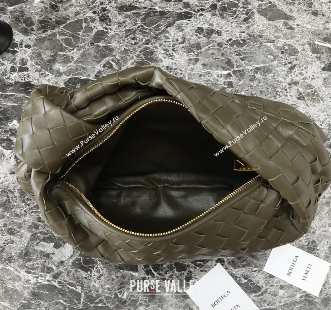 Bottega Veneta Teen Jodie Hobo Bag in Intrecciato Leather 690225 Khaki Green 2024 (YX-241029081)