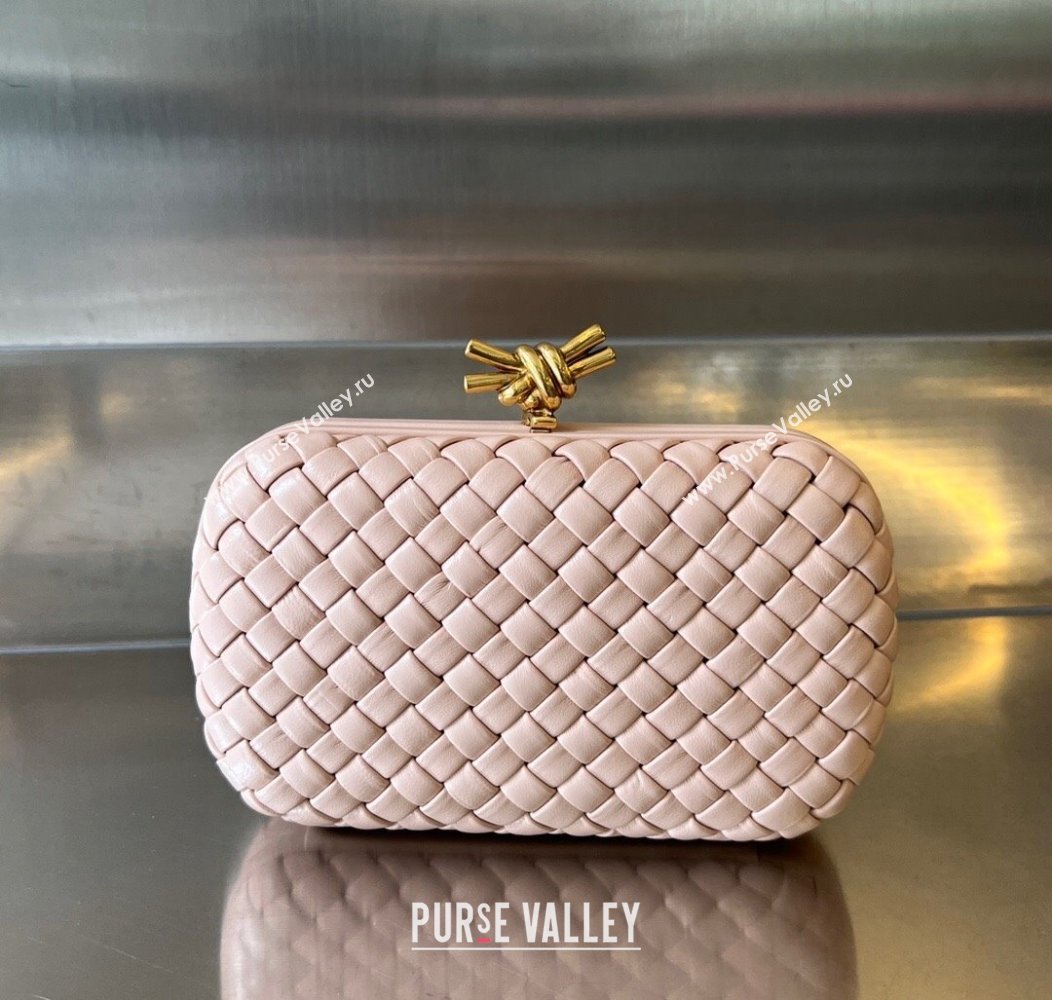 Bottega Veneta Knot Minaudiere Clutch in Padded Intreccio Leather 717622 Lotus Pink 2024 (WT-241217078)