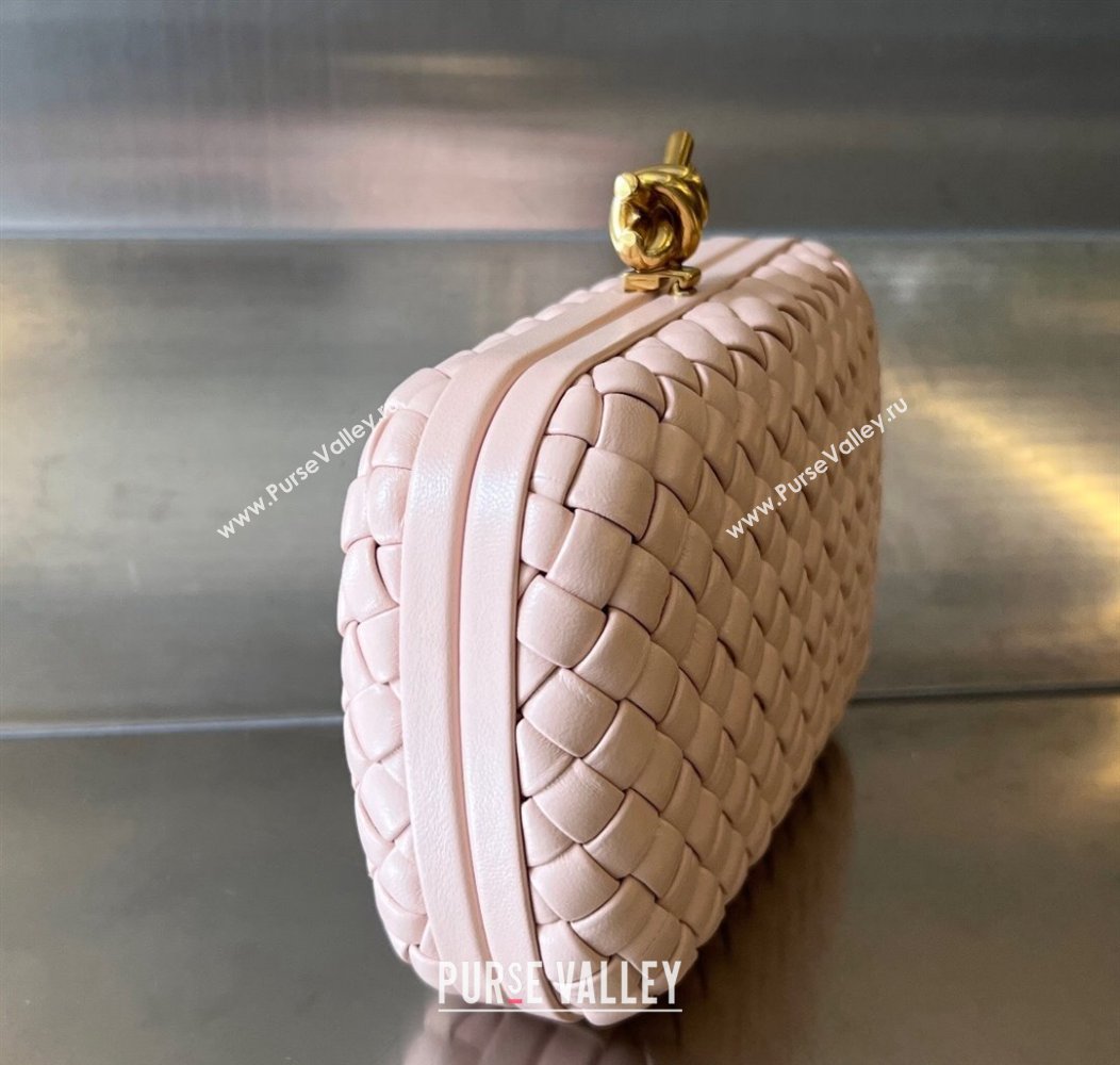 Bottega Veneta Knot Minaudiere Clutch in Padded Intreccio Leather 717622 Lotus Pink 2024 (WT-241217078)