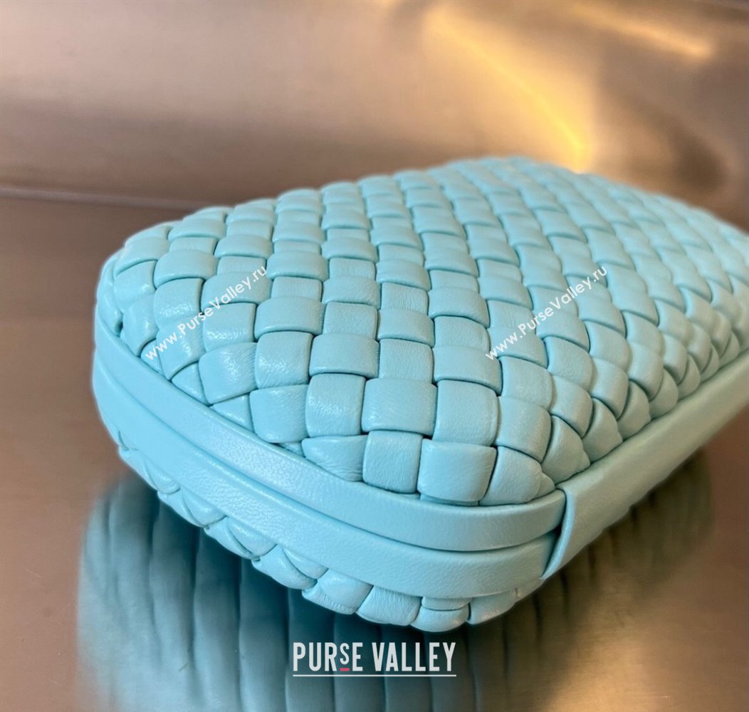 Bottega Veneta Knot Minaudiere Clutch in Padded Intreccio Leather 717622 Tiffany Blue 2024 (WT-241217080)