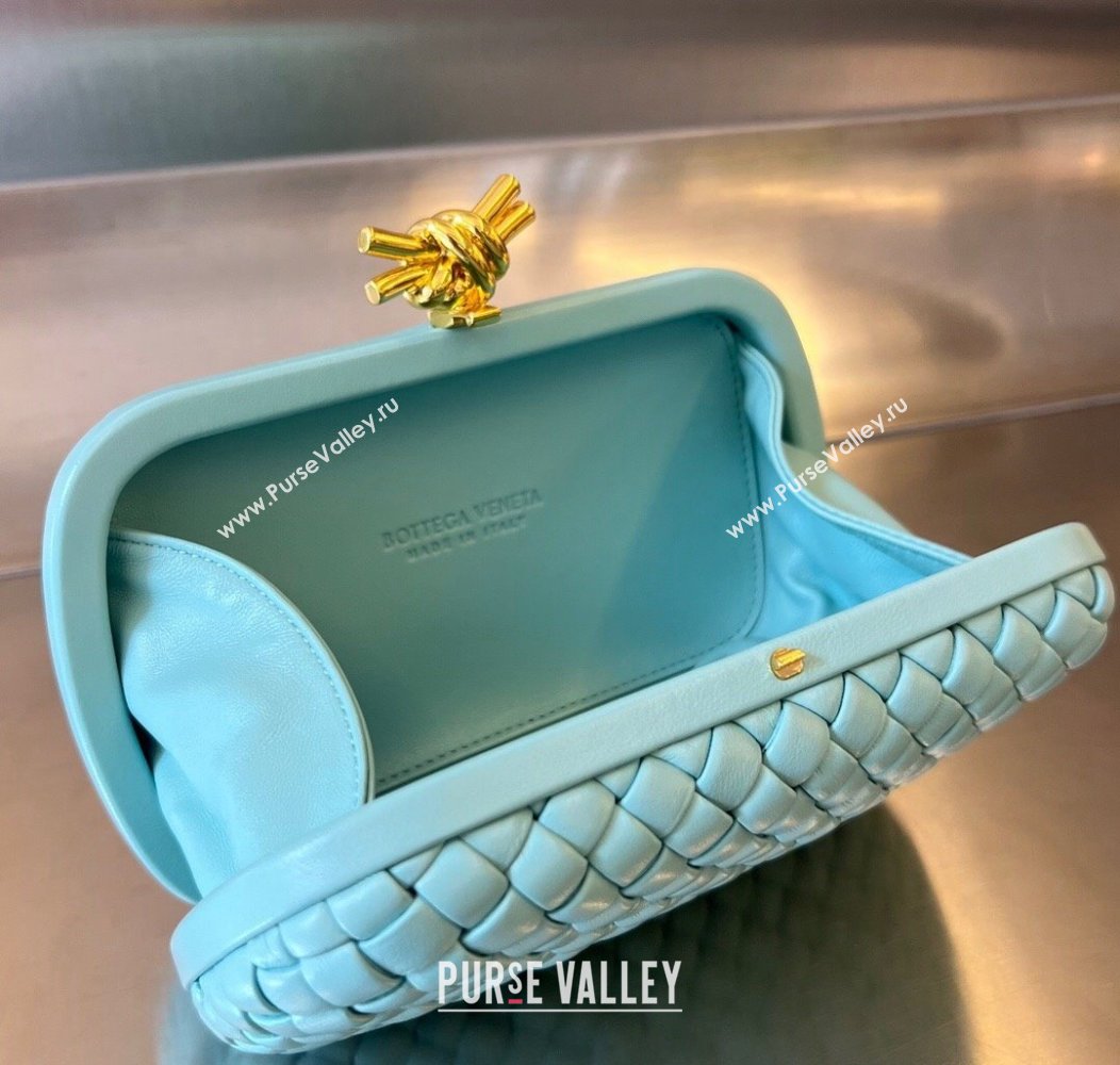 Bottega Veneta Knot Minaudiere Clutch in Padded Intreccio Leather 717622 Tiffany Blue 2024 (WT-241217080)