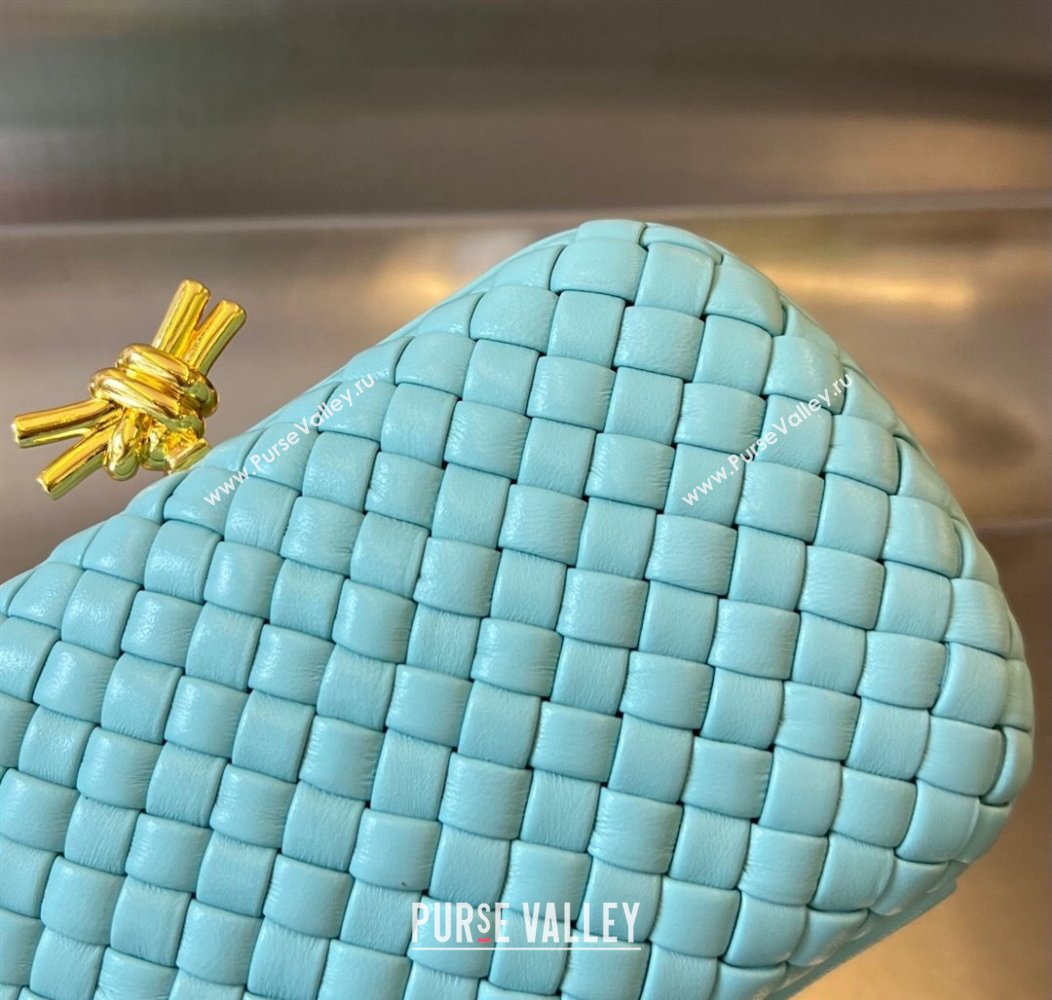 Bottega Veneta Knot Minaudiere Clutch in Padded Intreccio Leather 717622 Tiffany Blue 2024 (WT-241217080)